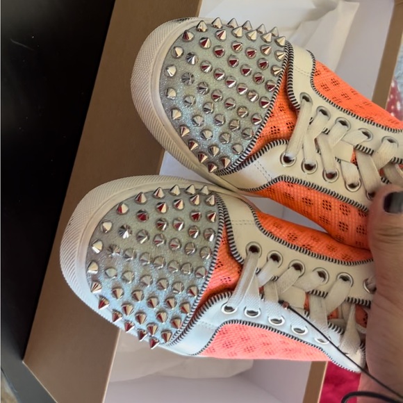 AC Viera Spiked Flats - Christian Louboutin Sneakers, Yellow & Orange Highlit - Picture 7 of 14